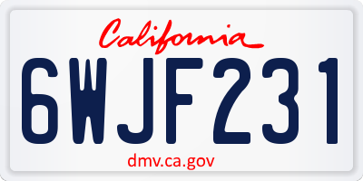 CA license plate 6WJF231