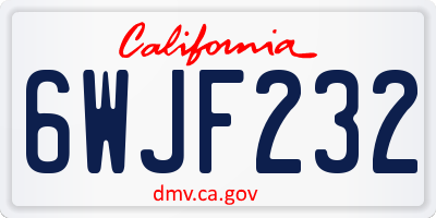 CA license plate 6WJF232