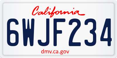 CA license plate 6WJF234