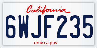 CA license plate 6WJF235