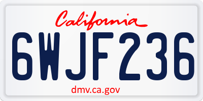 CA license plate 6WJF236