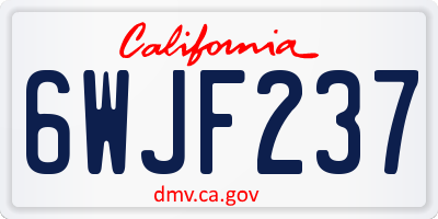 CA license plate 6WJF237