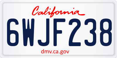 CA license plate 6WJF238