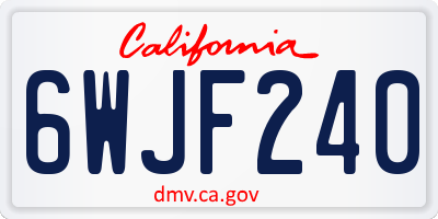 CA license plate 6WJF240