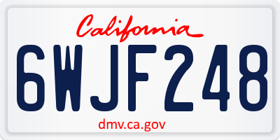 CA license plate 6WJF248