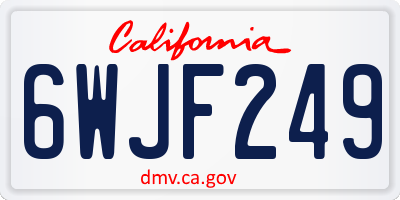 CA license plate 6WJF249