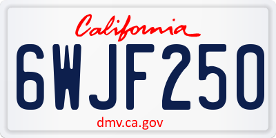 CA license plate 6WJF250