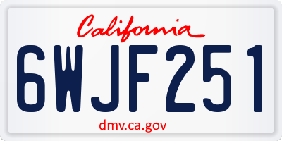 CA license plate 6WJF251