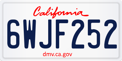 CA license plate 6WJF252