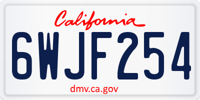 CA license plate 6WJF254