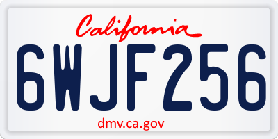CA license plate 6WJF256