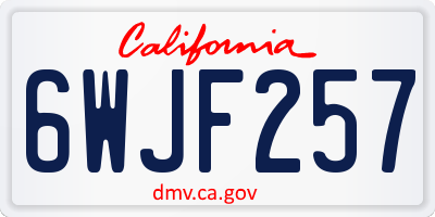CA license plate 6WJF257