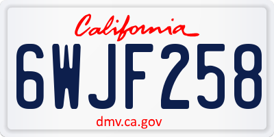 CA license plate 6WJF258