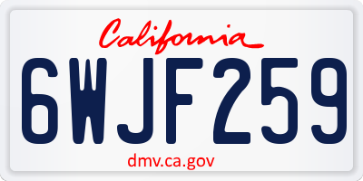 CA license plate 6WJF259