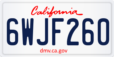 CA license plate 6WJF260