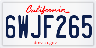 CA license plate 6WJF265