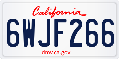 CA license plate 6WJF266