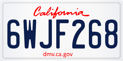 CA license plate 6WJF268