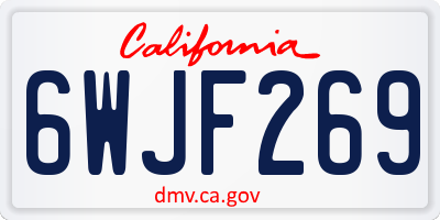 CA license plate 6WJF269