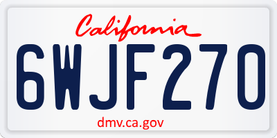 CA license plate 6WJF270