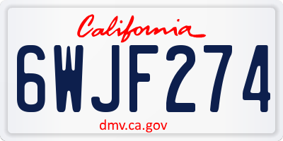 CA license plate 6WJF274