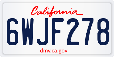 CA license plate 6WJF278