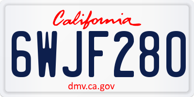 CA license plate 6WJF280