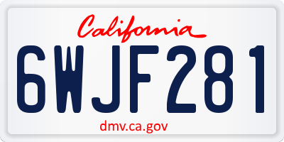 CA license plate 6WJF281