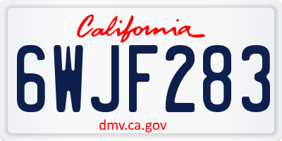 CA license plate 6WJF283