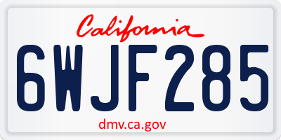 CA license plate 6WJF285