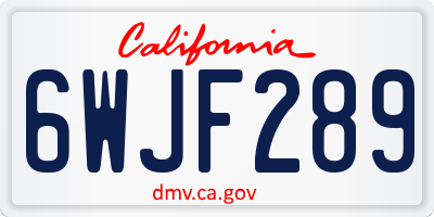 CA license plate 6WJF289