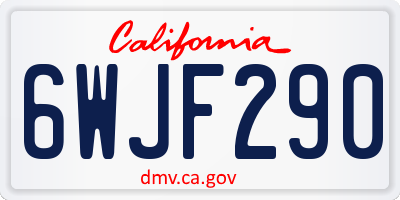 CA license plate 6WJF290