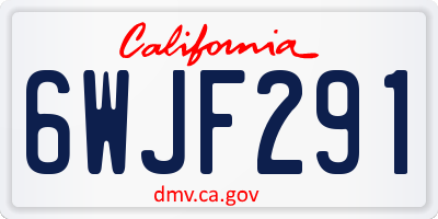 CA license plate 6WJF291