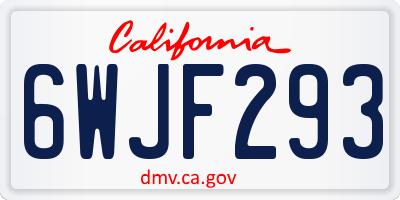 CA license plate 6WJF293