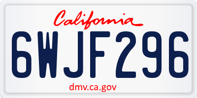 CA license plate 6WJF296
