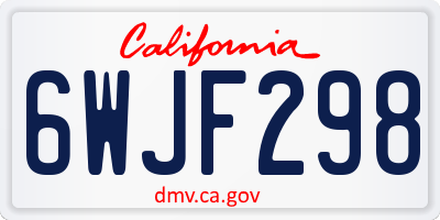 CA license plate 6WJF298