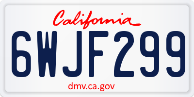 CA license plate 6WJF299