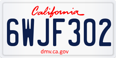 CA license plate 6WJF302