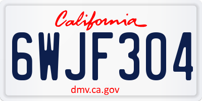 CA license plate 6WJF304