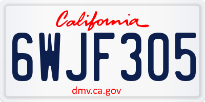 CA license plate 6WJF305