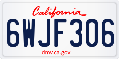 CA license plate 6WJF306