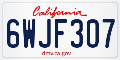 CA license plate 6WJF307