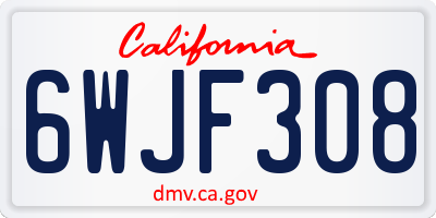 CA license plate 6WJF308