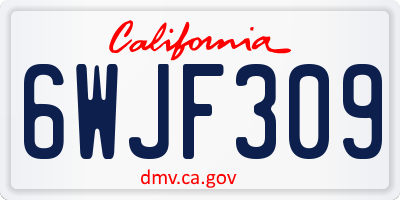 CA license plate 6WJF309