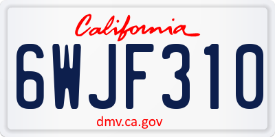 CA license plate 6WJF310