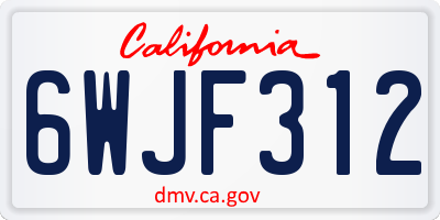 CA license plate 6WJF312