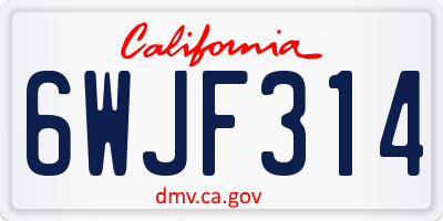 CA license plate 6WJF314