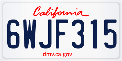 CA license plate 6WJF315