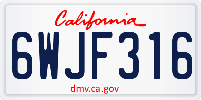 CA license plate 6WJF316