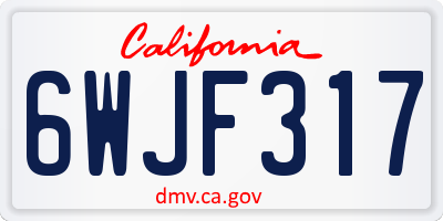 CA license plate 6WJF317